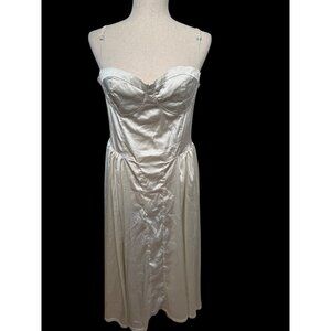 Babydoll Cream Satin Corset Dress  Zip Bustier L coquette Angelcore fairy  read